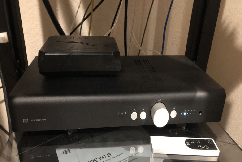 Schiit Freya S Audiophile preamp installed in Steven Stone's reference audiophile system