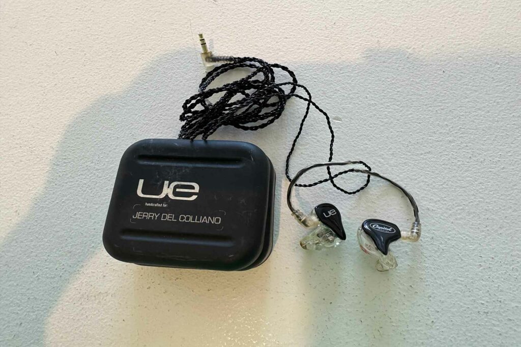 This is the actual pair of Ultimate Ears Capitol Record Remastered In-Ear headphones reviewed by Jerry Del Colliano