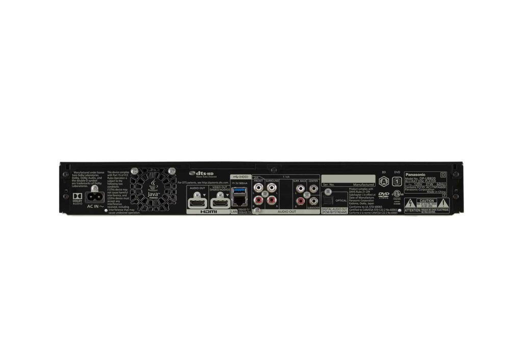 Rear view of the Panasonic DPUR820 UHD Blu-ray Player