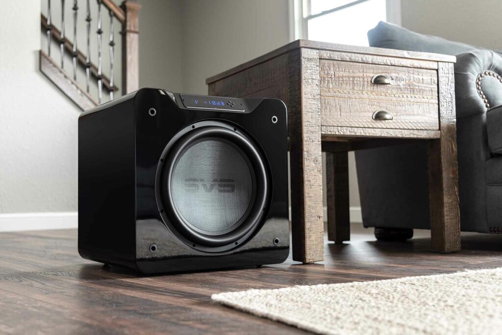 The SVS SB-4000 Subwoofer installed in a living room and ready to rock.