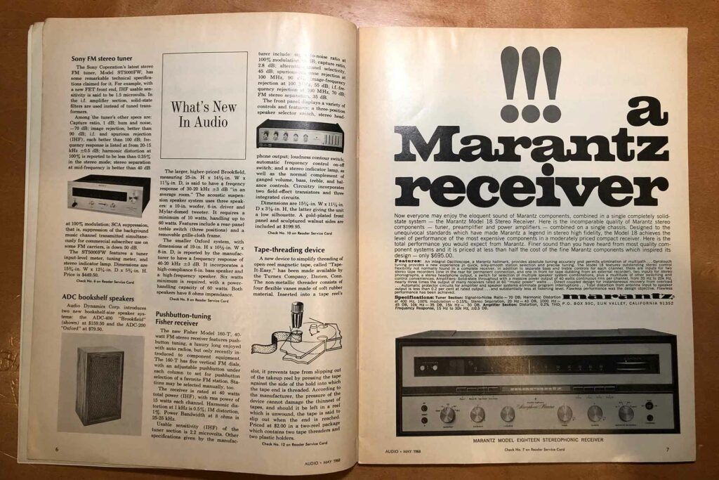 A vintage copy of Audio Magazine from the 1960s featuring Steven Stone's first audio system