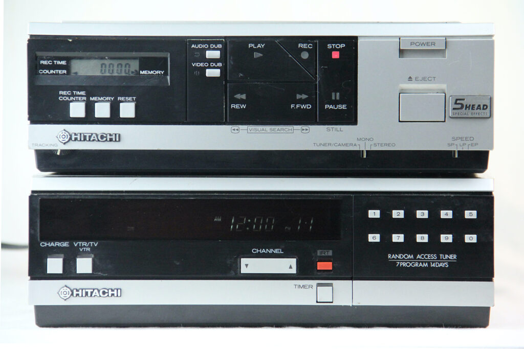 A vintage VHS machine