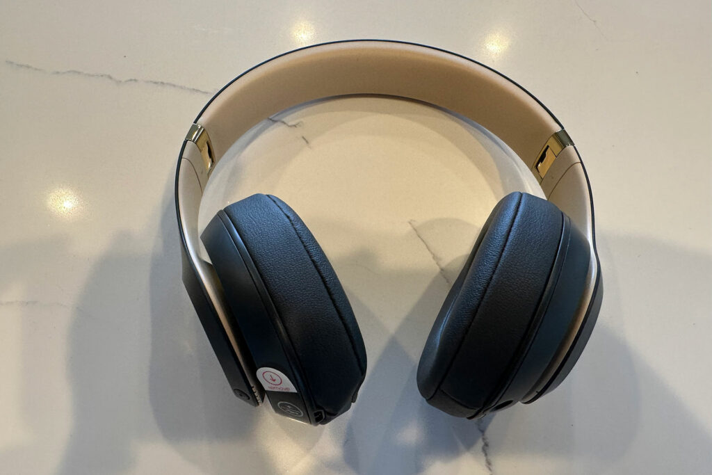 The Beats by Dre Studio 3 in dark gray with a tan inner-headband reviewed by Jerry Del Colliano