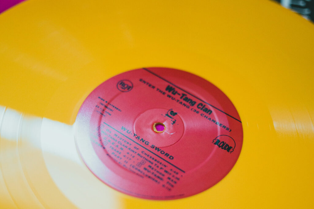With the right chemical process, vinyl can be colored like this bright yellow Wu-Tang record