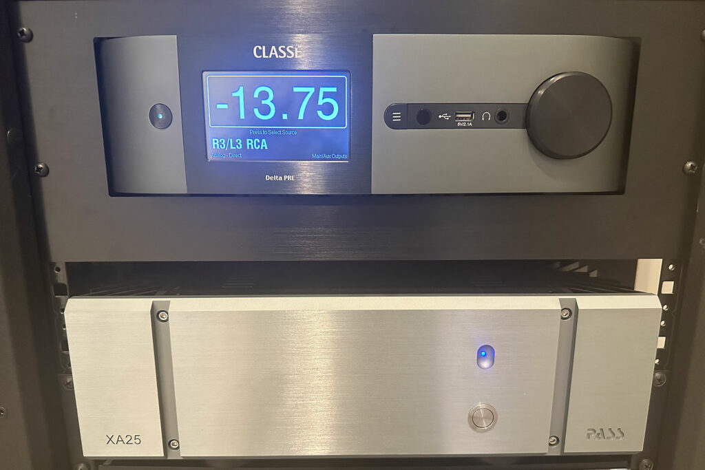 The Classe Delta PRE stereo preamp installed in Jerry Del Colliano's Middle Atlantic rack