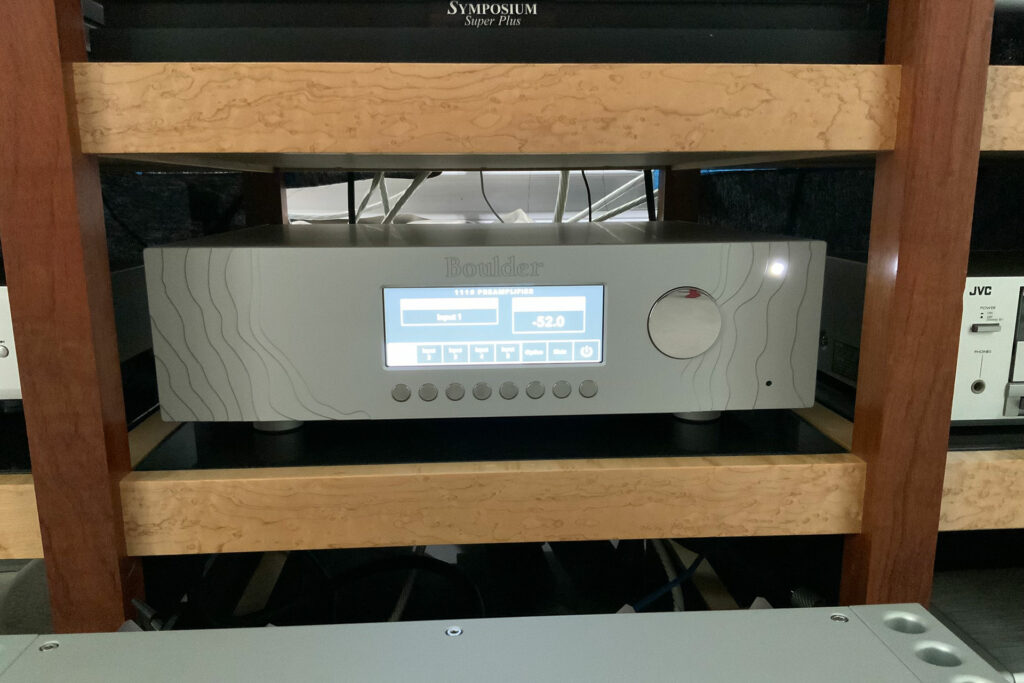 The Boulder 1110 stereo preamp installed in Paul Wilson's reference audiophile equipment rack