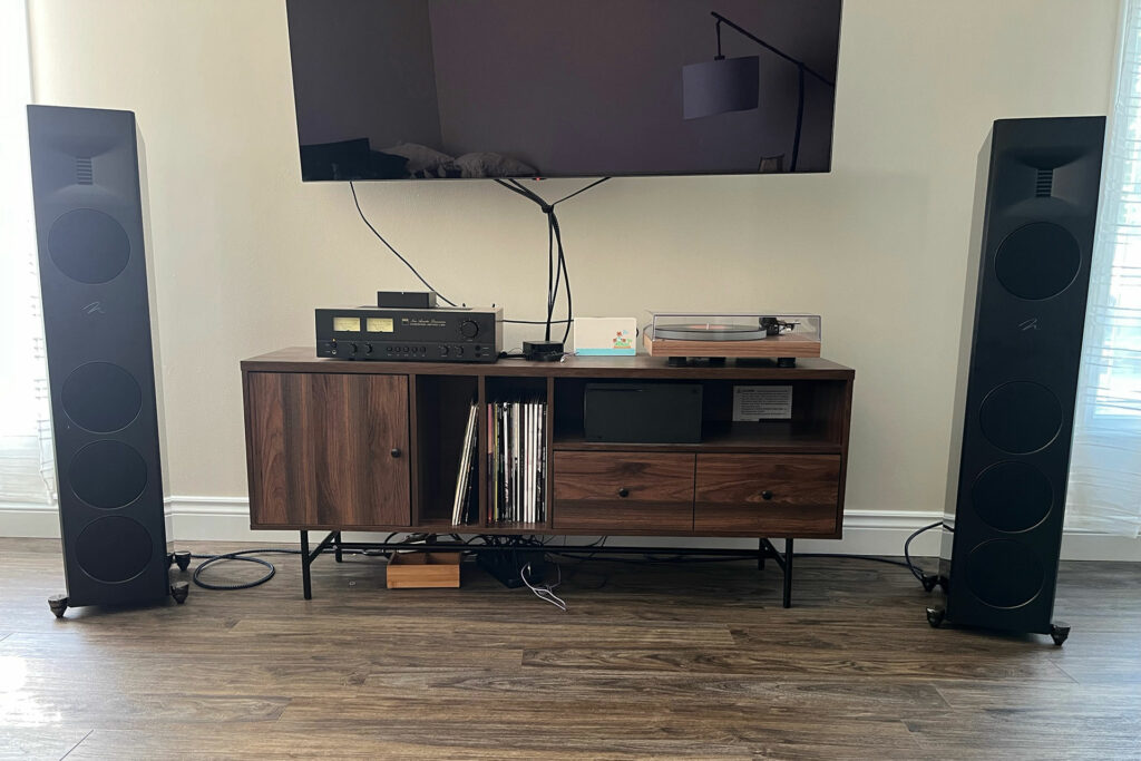 Andrew Dewhirst has been told to embrace the drywall saw and some "mud and paint" for his new listening room to make that cable clutter go away. (note: he JUST MOVED:)