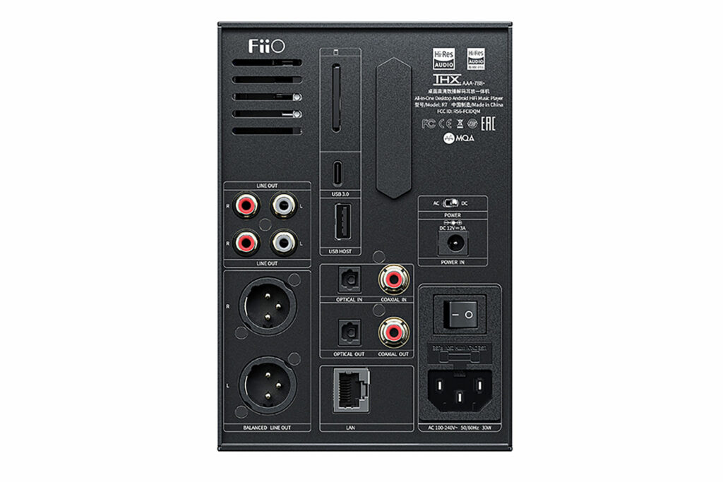Here's a back panel view of the FIIO R7