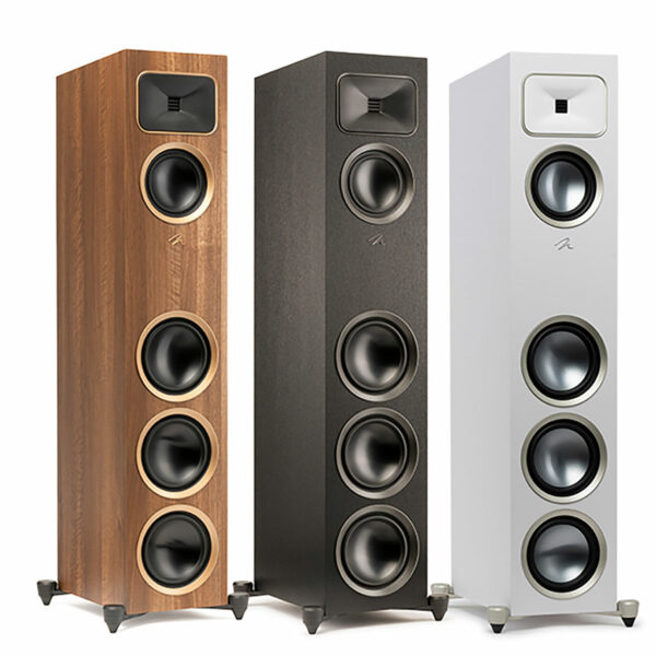 MartinLogan's Motion Foundation F2 Speakers in their three finish options.