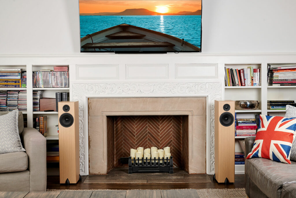 The Totem Bison speakers bring audiophile sound to tough-to-fit-speakers type living spaces.