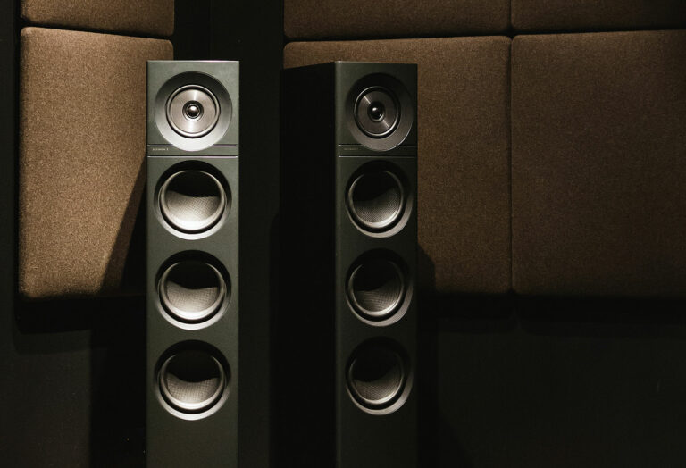 Audiophile speakers in an audiophile showroom