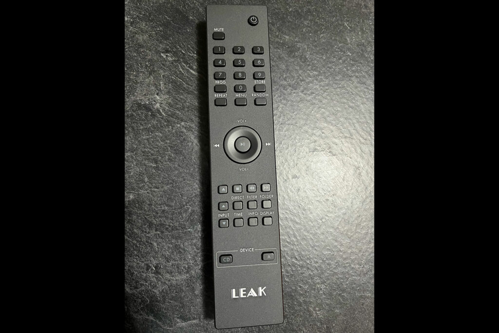 The LEAK Stereo 230 comes with a large remote.