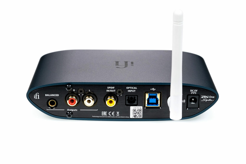 A look at the rear of the iFi ZEN Signature's inputs and outputs.