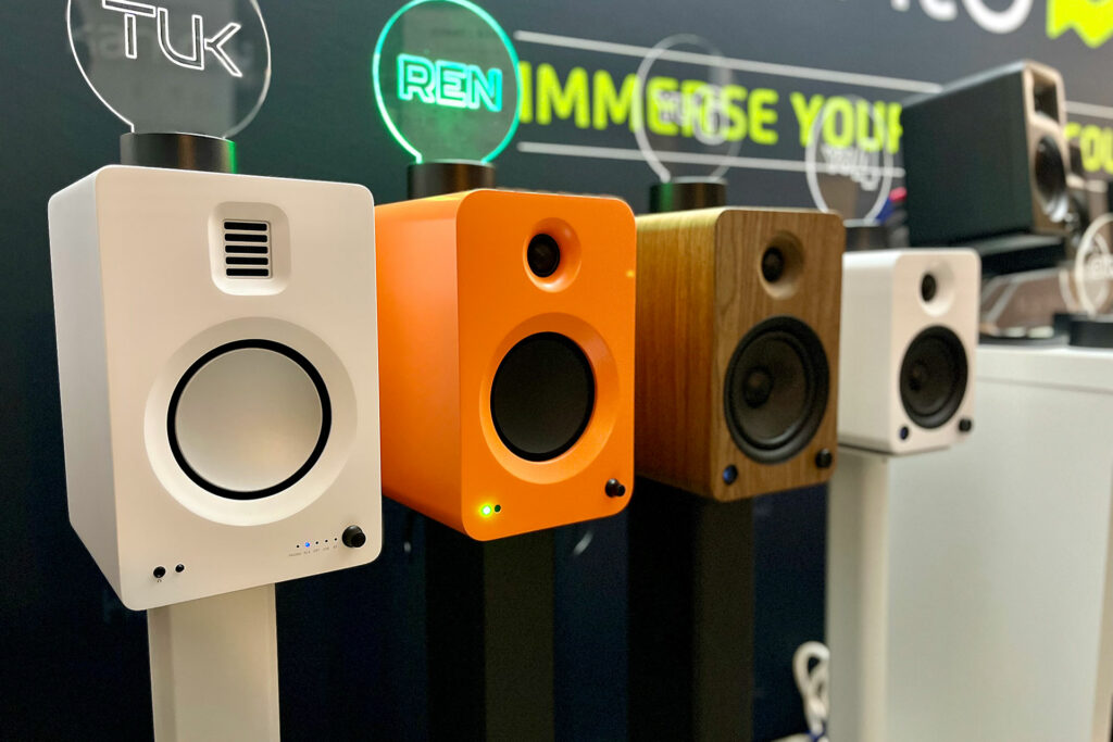 The Kanto line up of small, colorful and high performance spearers at the recent 2024 AXPONA Audiophile show.