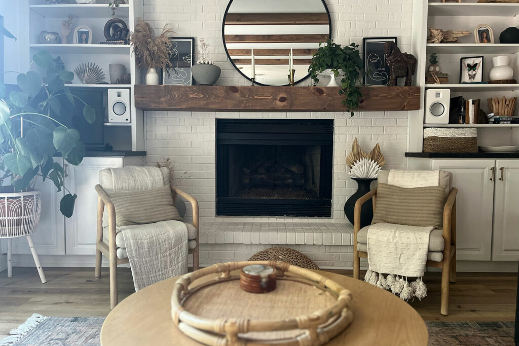 The Kanto TUK $799 powered speakers installed in Eric Forst's living room.