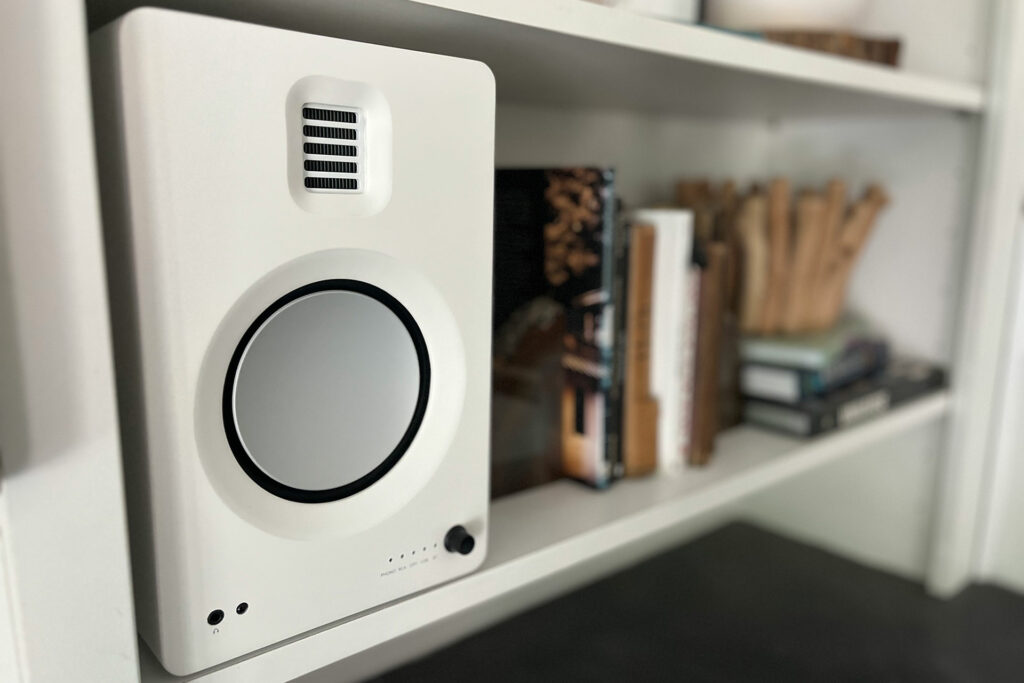 Kanto TUK powered speaker installed in Eric Forst's living room.