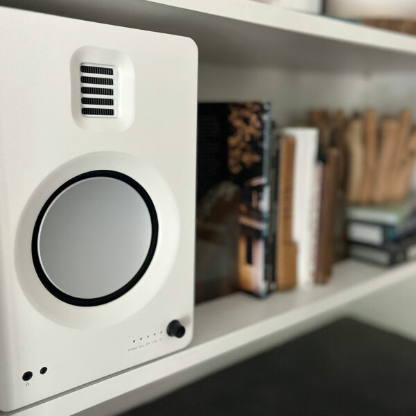 Kanto TUK powered speaker installed in Eric Forst's living room.