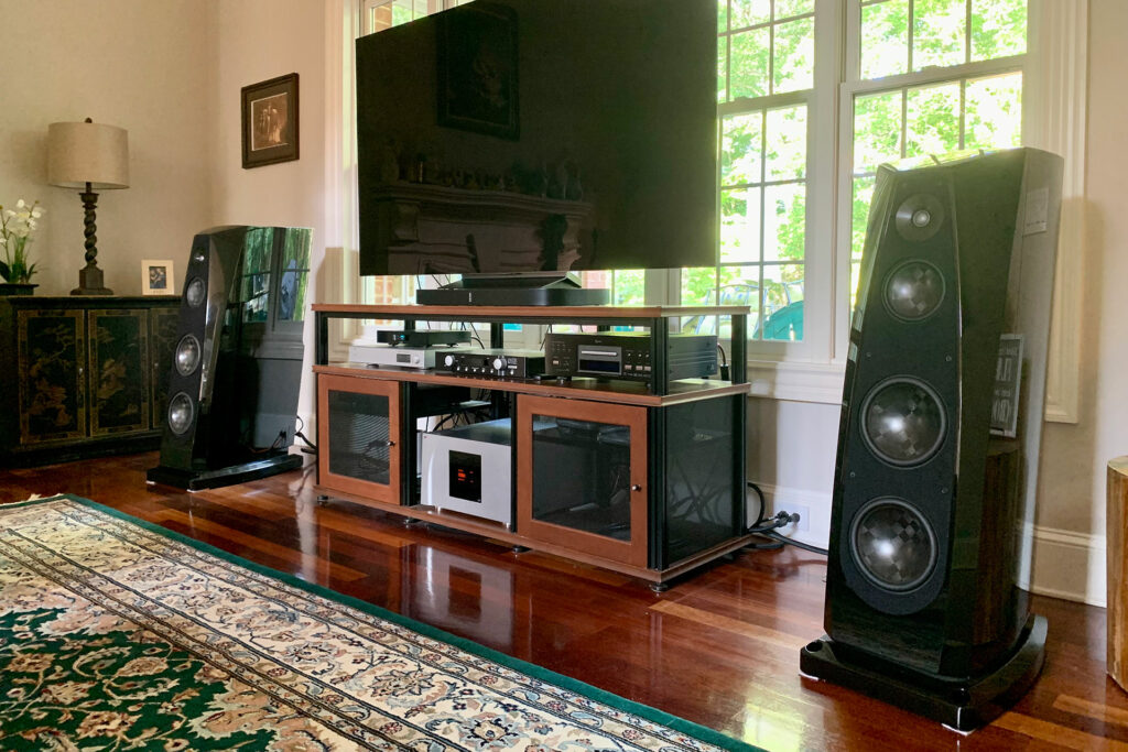 Rockport Avior II speakers installed with CH Precision, Mark Levinson and Weiss gear at Jim Swantko's home.