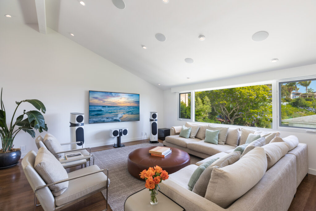 Focal speakers and Classe electronic merge with object-based surround sound in this modern, hybrid audiophile system. 