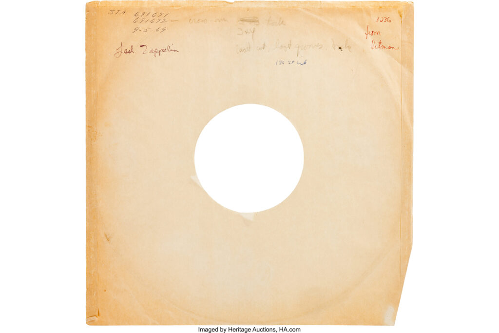 The inner-sleeve of Bob Ludwig's pressing of Led Zeppelin II makes this auction item even more desirable. 