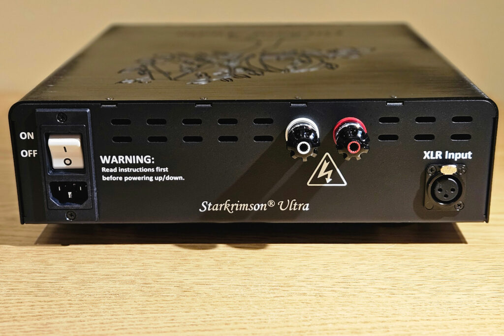 Here's a view of the back of the Orchard Audio Mono Ultra Premium power amps - note the XLR-only inputs. RCA is optional