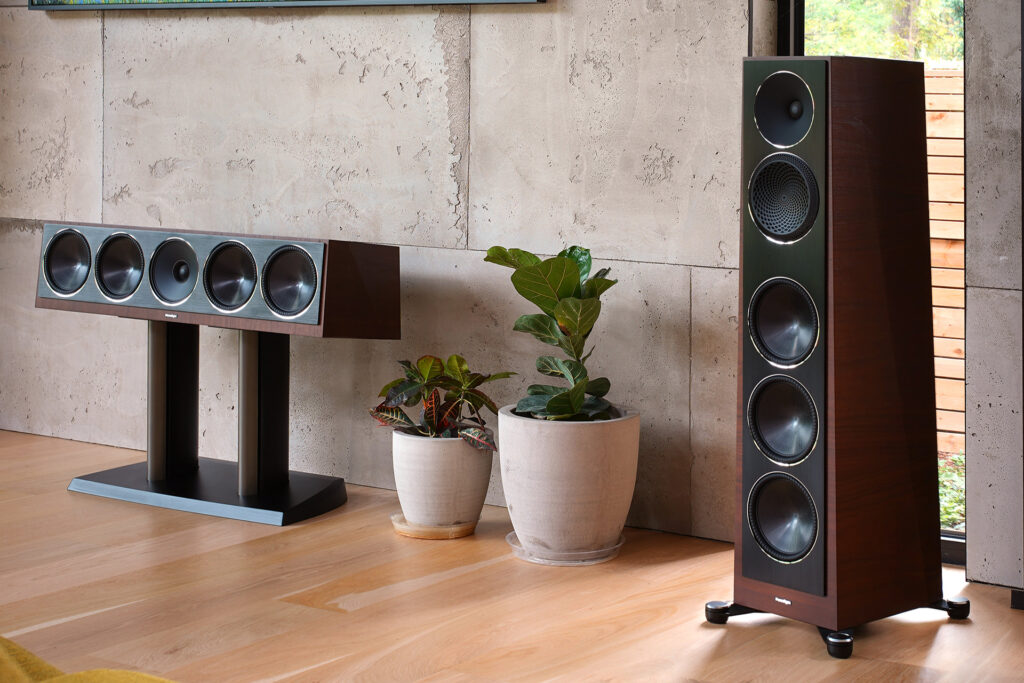 The Paradigm Founder 120H hybrid audiophile speaker installed. 