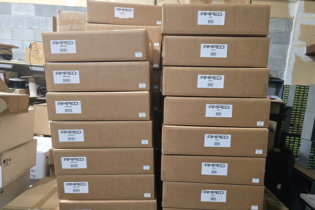 AMPED AMERICA 2400 Pascal Chip amps stacked up and ready to ship.