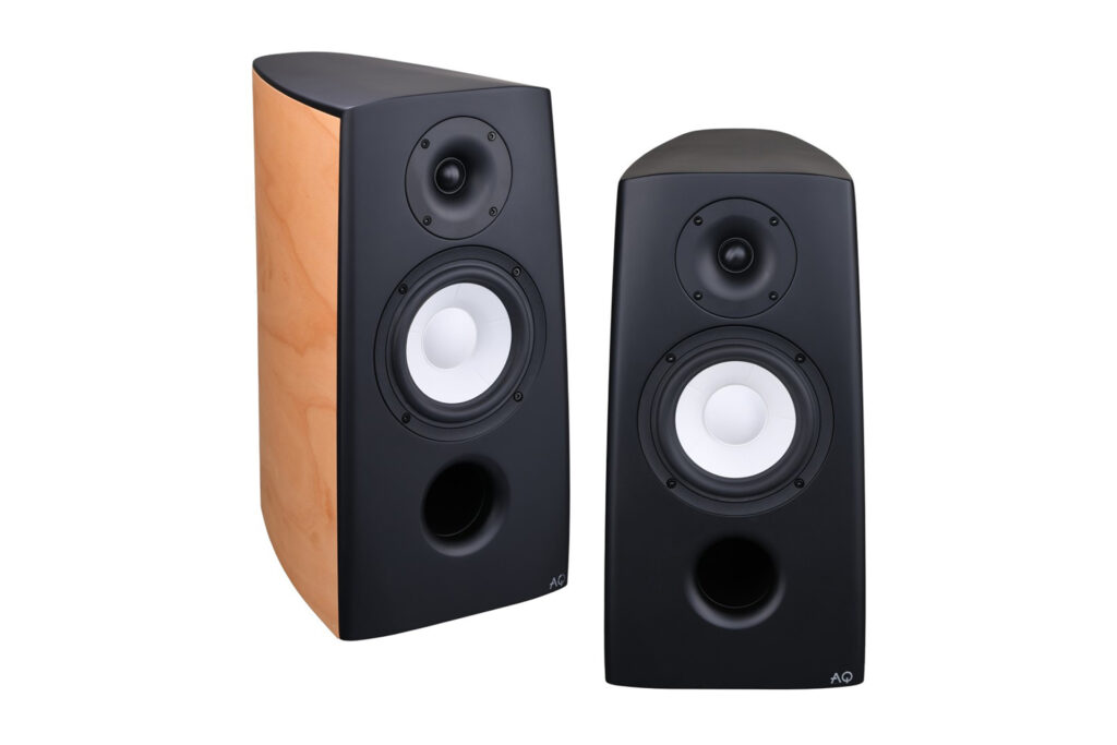 A mixed pair of Acoustique Quality Canto 3 bookshelf audiophile speakers.