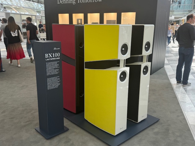 Burmester speakers in vibrant colors at Munich 2024 (photo: Jerry Del Colliano)