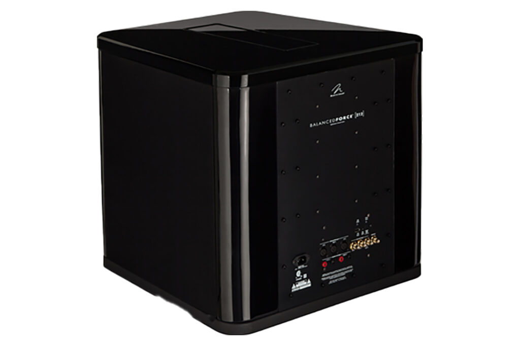 The MartinLogan BalancedForce 212 Subwoofer all dressed in black like the review sample. 