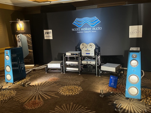 Look at those strikingly blue Vandersteen speakers installed at THE SHOW in California in 2024 by retailer, Scott Walker Audio. 