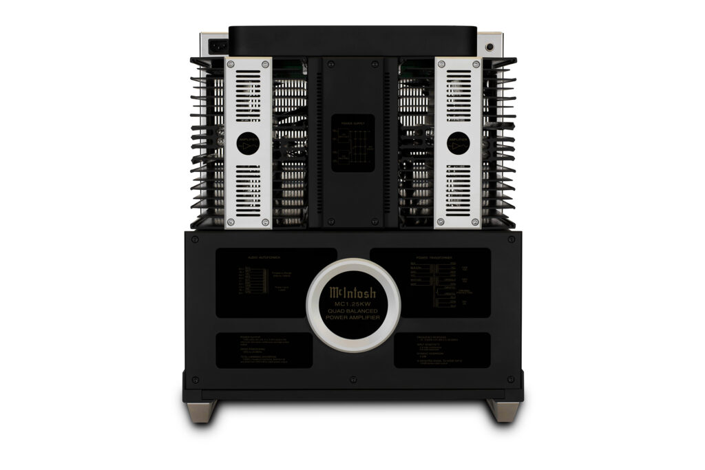 A top-down view of one of the McIntosh MK1.25 KW mono amps.