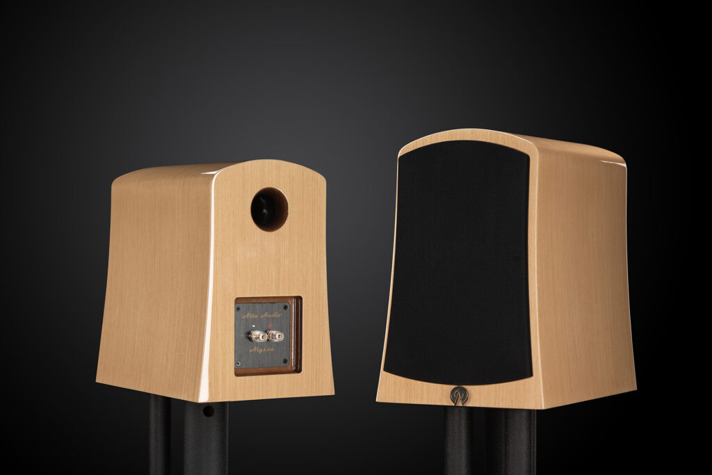 A good look at both the front and the back of the Alta Audio Alyssa loudspeakers.