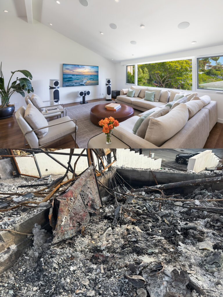 A before and after of FutureAudiophile.com, Publisher's, former home in Pacific Palisades, California