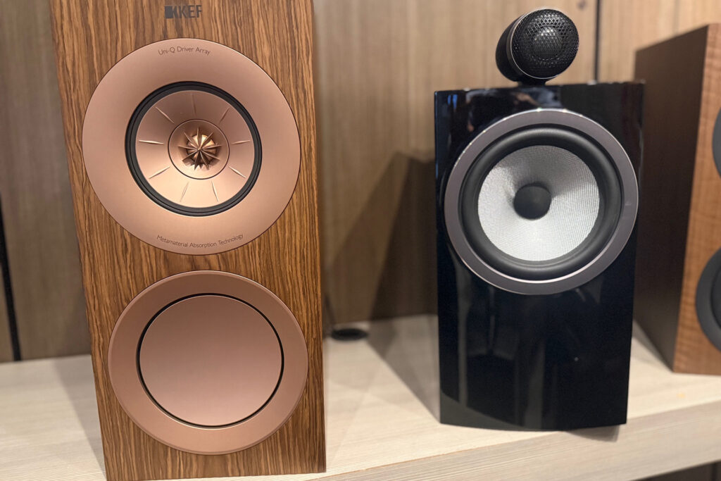 The Bowers & Wilkins 703 S3 out in the wild with some KEF speakers nearby