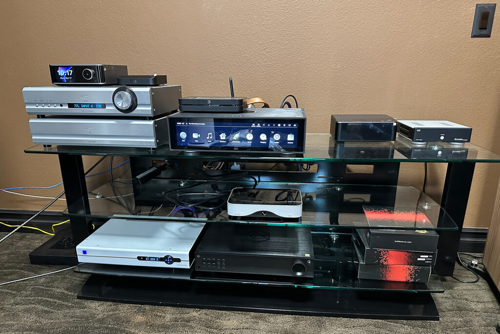 The Bluesound Node Nano is one of many killer music streamers at Greg Handy's place.