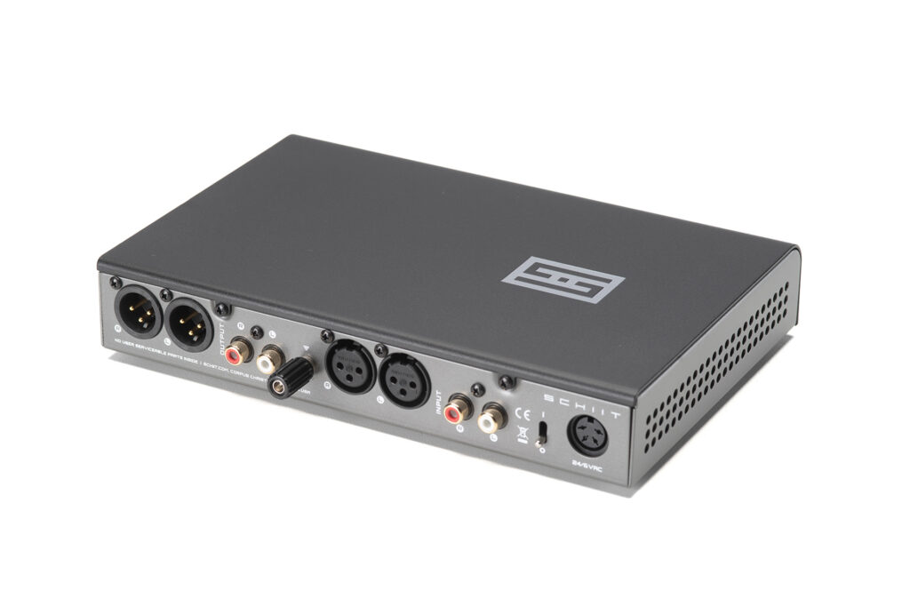 A studio shot of the Schiit Skoll F phonostage from the rear.