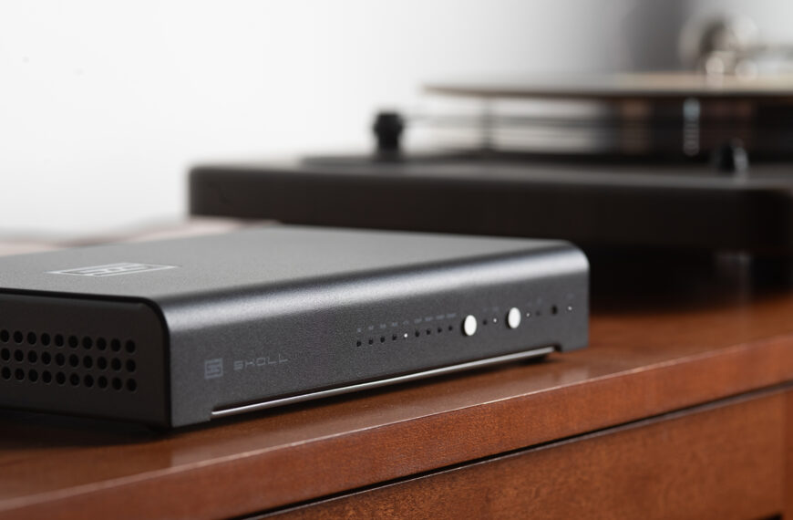 The Schiit Skoll F phonostage installed next to a slick