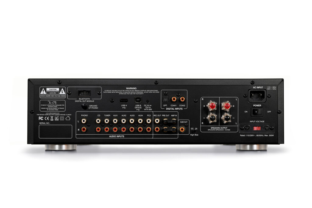 Here's a look at the input and output options on the Advance Paris X175
