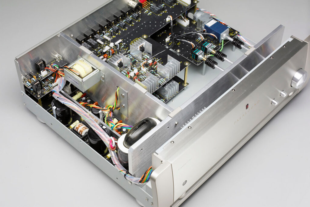An under-the-hood look at the Parasound JCP2BP Stereo Preamp.