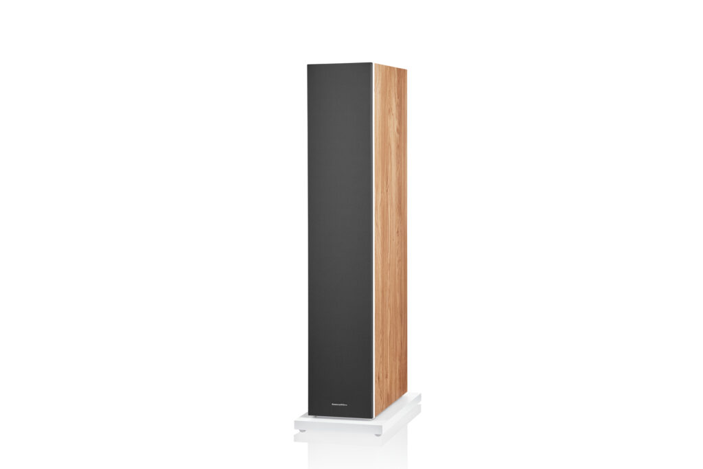 The Bowers & Wilkins 603 S3 speaker in a more traditional walnut-like finish.