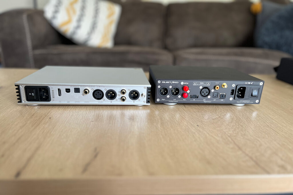 A rare look at the back of the Gustard DAC-X18 as well as a comparable one from S.M.S.L.