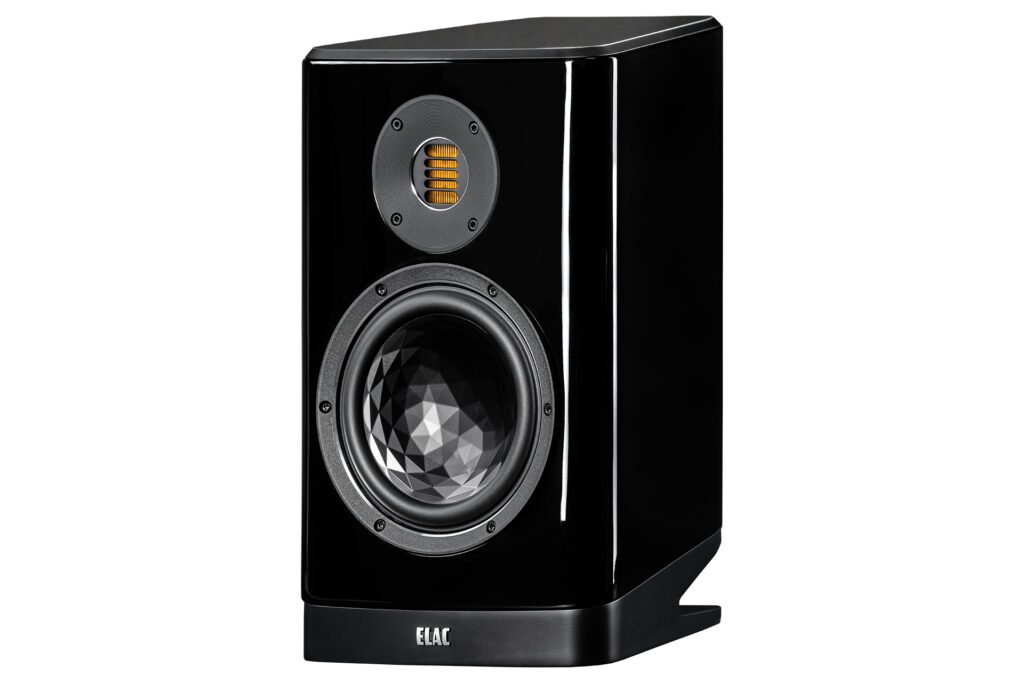 The ELAC Vela 2.0 stand-mount speakers dressed in black.