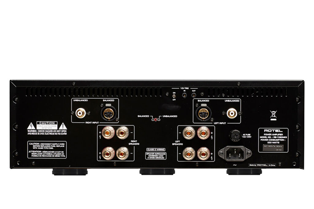 A look at the rear panel of the Rotel RB-1852 MkII