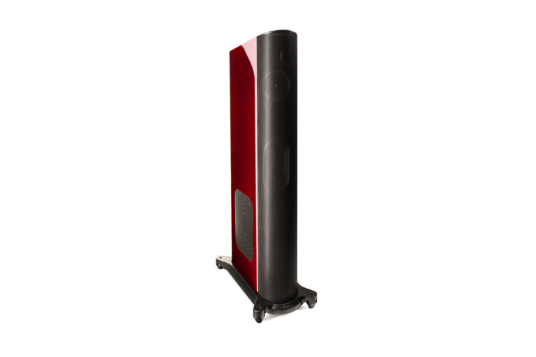 GoldenEar's new T44 speaker in Santa Barbara Red