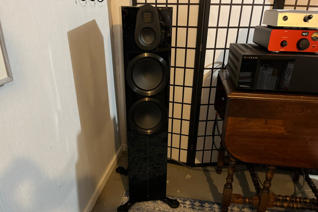 The Monitor Audio Gold 500 6G speakers at Andrew Dewhirst's home.  