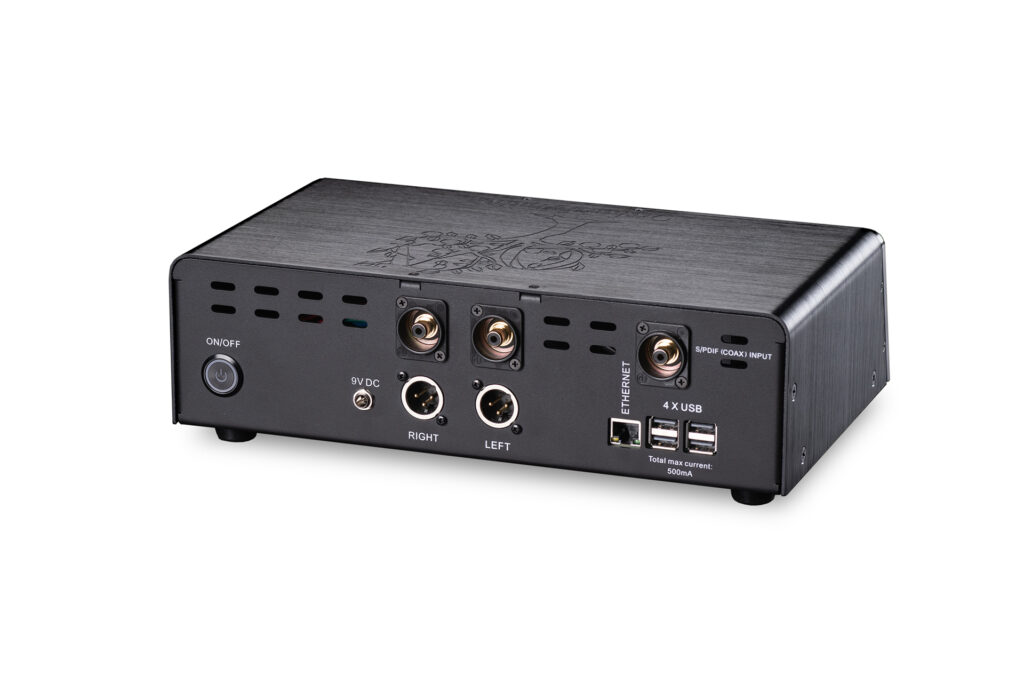 A look at the back of the Orchard Audio Pecan Pi + Premium Streamer DAC.