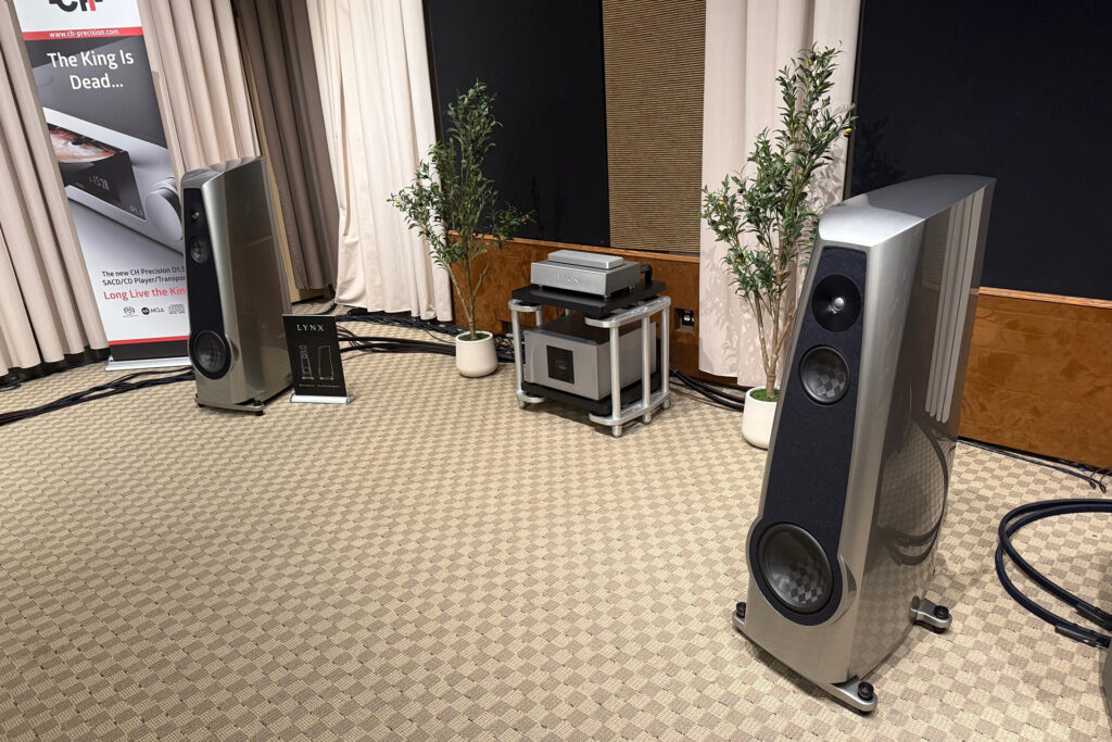 Here's an example of Rockport speakers and another HRS equipment rack filled with pricey CH Precision gear.