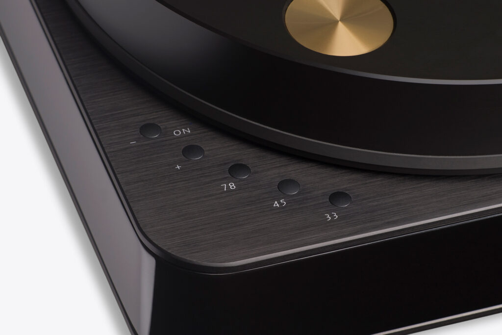 The speed controls on the Dr. Feickert Woodpecker audiophile turntable.