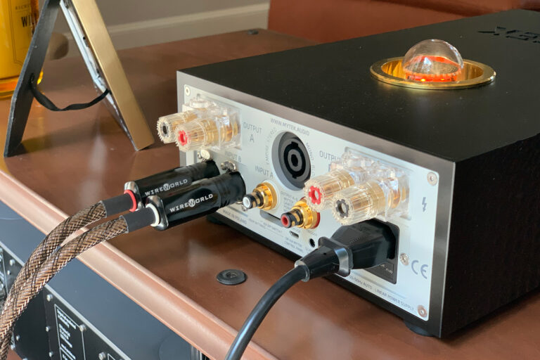 An XLR connects the Mytek Empire GaN Amp at the highest level of performance.